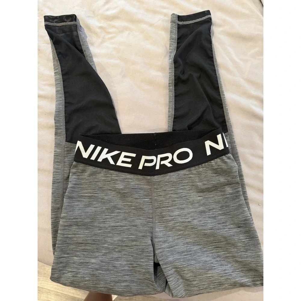Nike Pro Dri-Fit Women's S Gray Heathered Leggings Athletic Performance